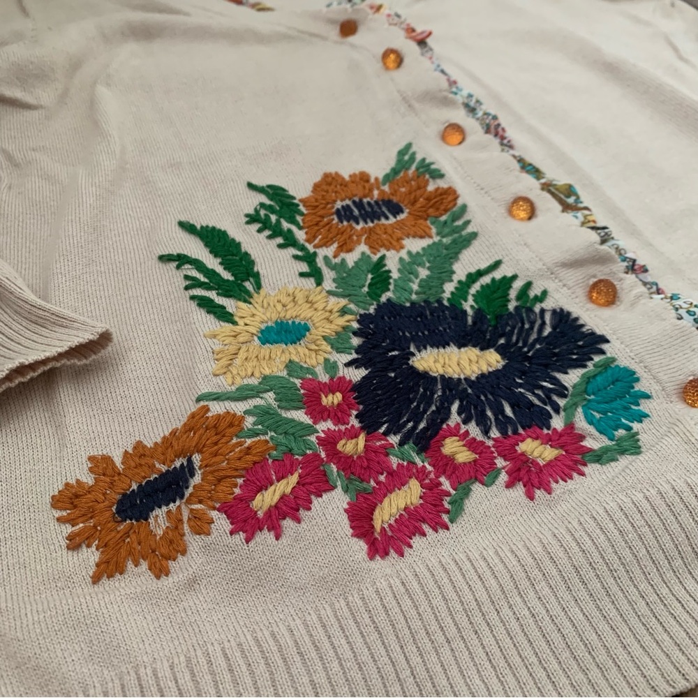Anthropologie’s Nick & Mo Embroidered Floral Scallop Cardigan - Picture 2 of 8